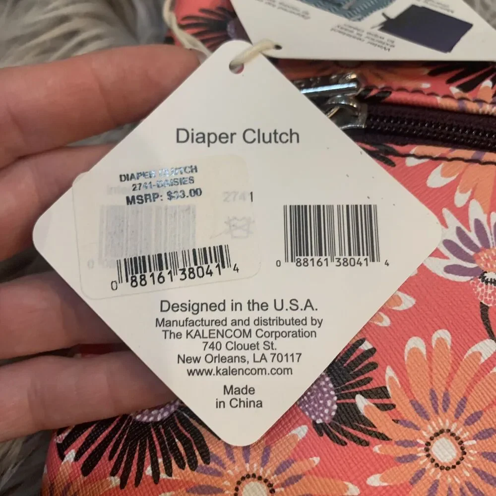 Kalencom Diaper Clutch Bag Changing Pad Orange Floral New